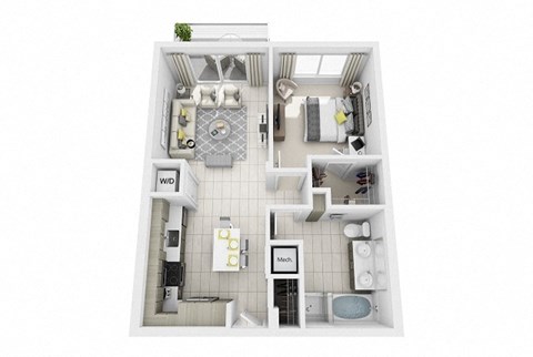 1 Bedroom 1 Bath Floor Plan at Windsor at Pembroke Gardens, Pembroke Pines